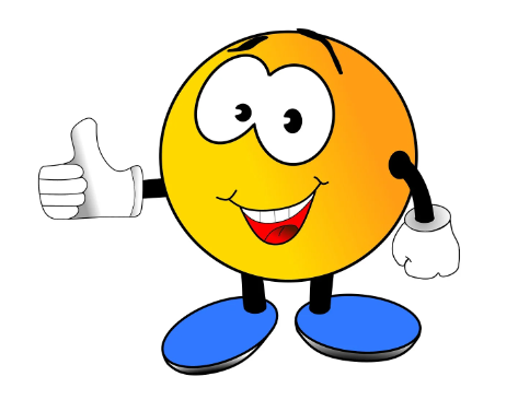 Lachende smiley met rechterduim omhoog