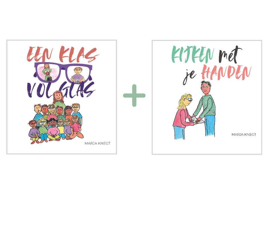 Covers van de boeken "Een klas vol glas" en "Kijken met je handen"