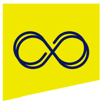 Twee liggende zwarte achtjes op een gele ondergrond Twee liggende achtjes